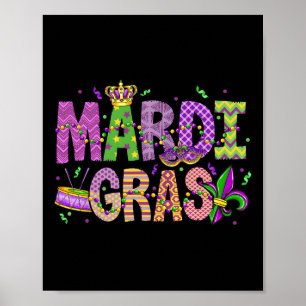 Mardi Gras Beads Gesicht Maske Federn Männer Fraue Poster