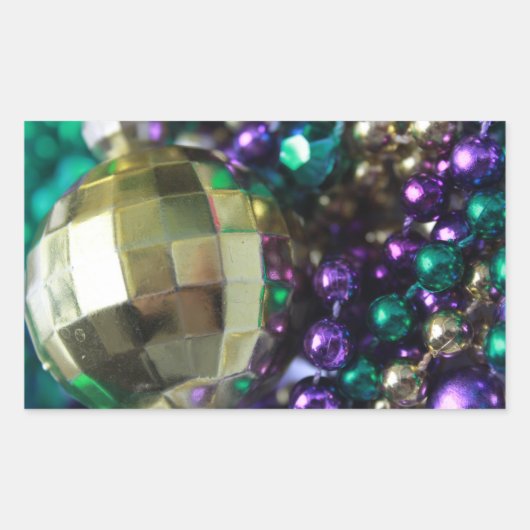 Mardi Gras Beads Gold Custom Rectangle Stickers (Vorderseite)