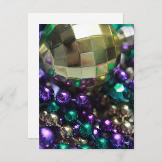 Mardi Gras Beads Gold Postcard Einladung Template (Vorne/Hinten)