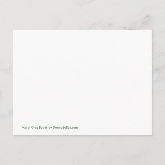 Mardi Gras Beads Gold Postcard Einladung Template (Rückseite)