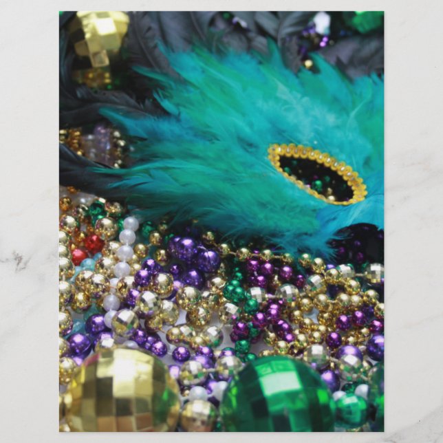 Mardi Gras Beads & Green Feather Mask (Vorderseite)