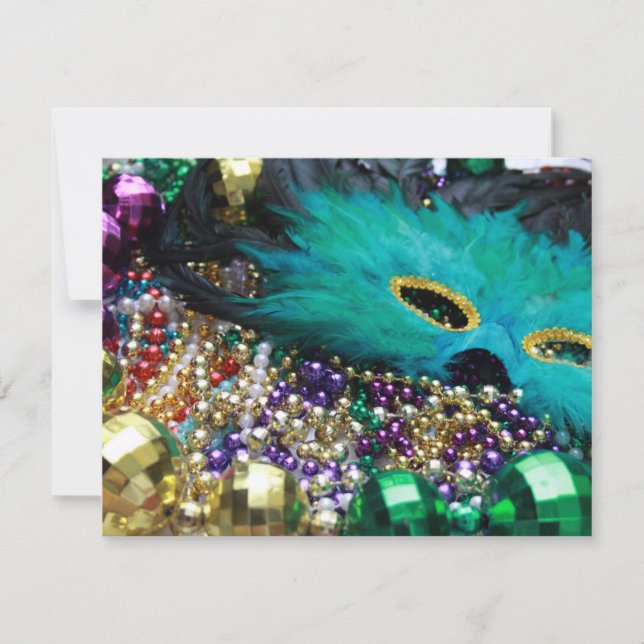 Mardi Gras Beads & Green Feather Mask (Vorderseite)