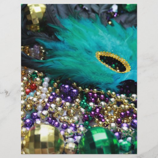 Mardi Gras Beads & Green Feather Mask Flyer (Vorne)