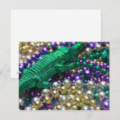Mardi Gras Beads & Green Gator Postcard Postkarte (Vorne/Hinten)