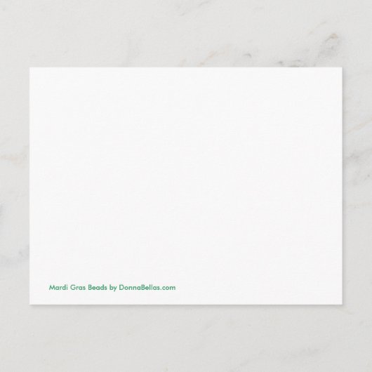 Mardi Gras Beads Grünes Party Postkarten Einladung (Rückseite)