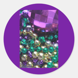 Mardi Gras Beads Lila Sticker