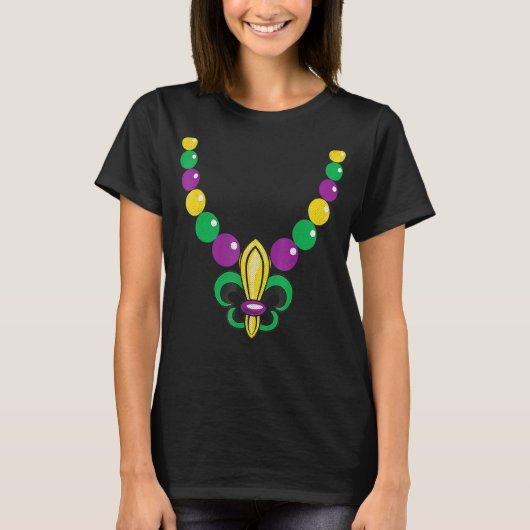 Mardi Gras Beads Lilie Karneval Men Women T-Shirt (Vorderseite)