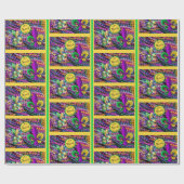 Mardi Gras Beads Mask Lilie Geschenkpapier (Flach)