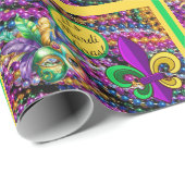 Mardi Gras Beads Mask Lilie Geschenkpapier (Rolleneckpunkt)