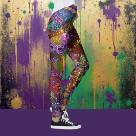 Mardi Gras Beads Masken Leggings Komfortable Pants