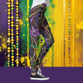 Mardi Gras Beads Masken Leggings Komfortable Pants