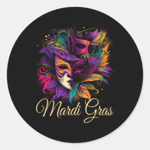 Mardi Gras Beads Maskenfeathers Runder Aufkleber