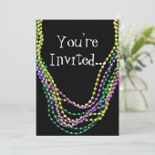 Mardi Gras Beads Necklaces Einladung (Stehend Vorderseite)