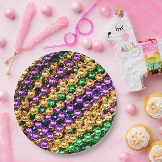 Mardi Gras Beads Pappteller (Party)