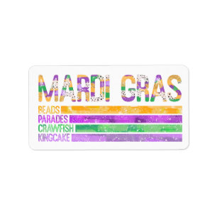 Mardi Gras Beads Parades Crawfish King Cake Adressaufkleber
