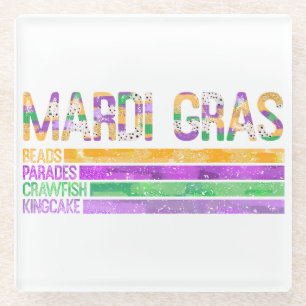 Mardi Gras Beads Parades Crawfish King Cake Glasuntersetzer