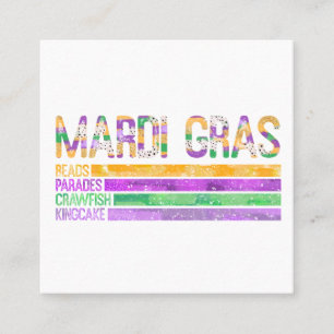 Mardi Gras Beads Parades Crawfish King Cake Quadratische Visitenkarte
