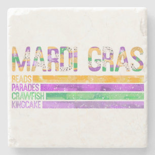 Mardi Gras Beads Parades Crawfish King Cake Steinuntersetzer