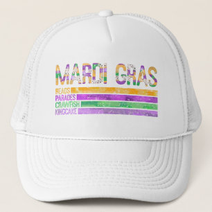 Mardi Gras Beads Parades Crawfish King Cake Truckerkappe