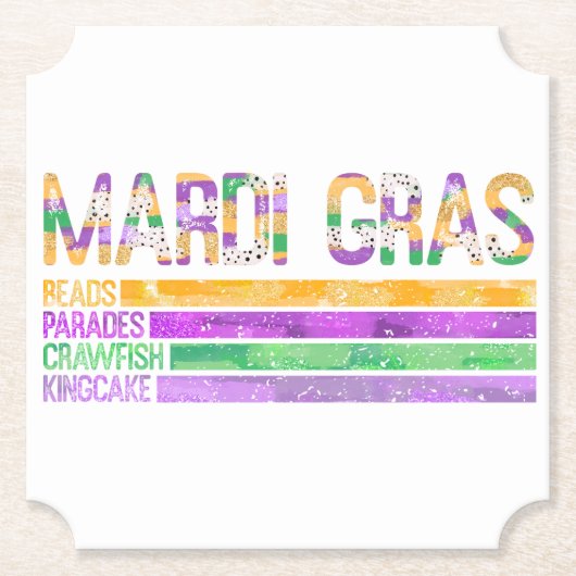 Mardi Gras Beads Parades Crawfish King Cake Untersetzer (Vorderseite)