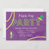Mardi Gras Beads Party Einladung (Vorderseite)
