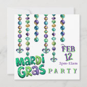 Mardi Gras Beads Party Einladung (Vorderseite)