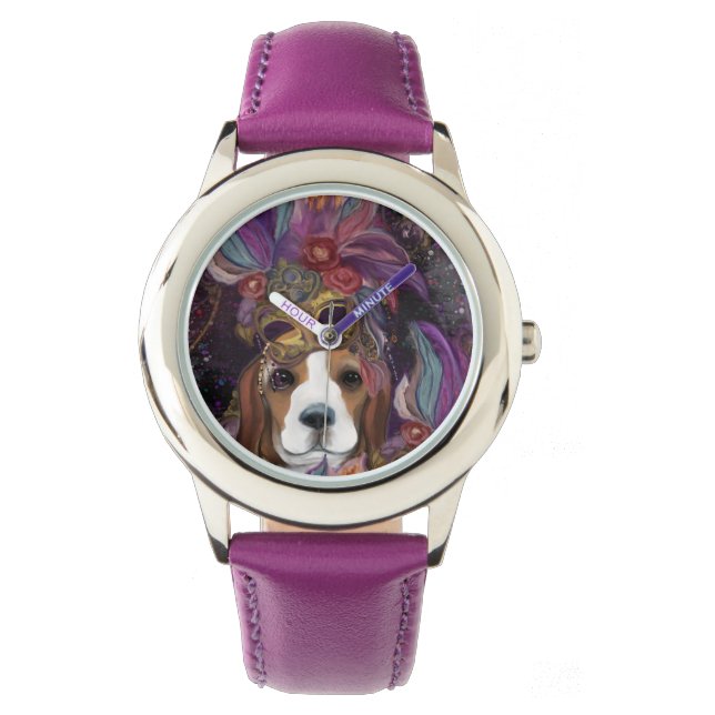 MARDI GRAS BEAGLE ARMBANDUHR (Vorderseite)