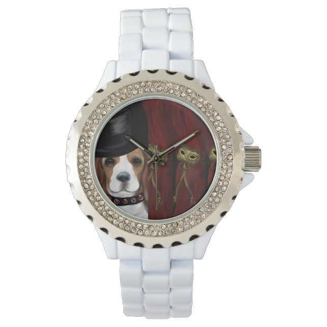 MARDI GRAS BEAGLE ARMBANDUHR (Vorderseite)