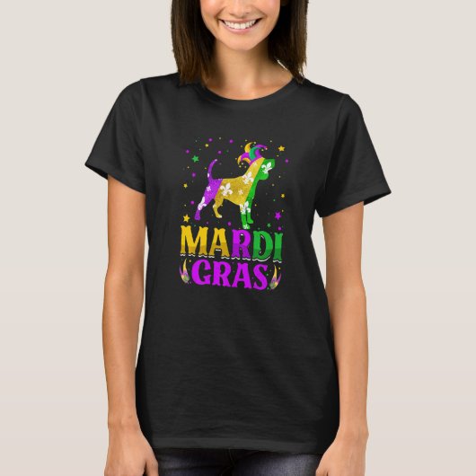 Mardi Gras Beagle Dog Lover Carnival Jester Premiu T-Shirt (Vorderseite)