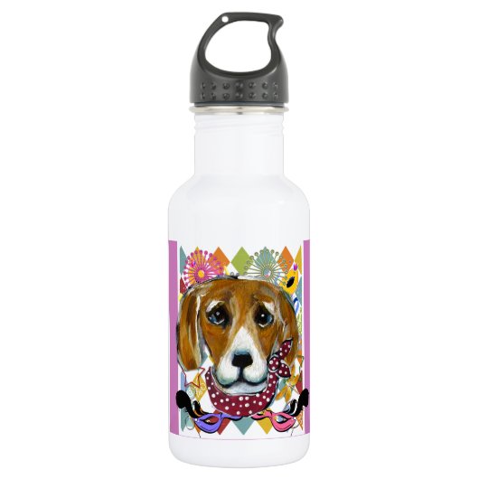 MARDI GRAS BEAGLE EDELSTAHLFLASCHE (Vorderseite)