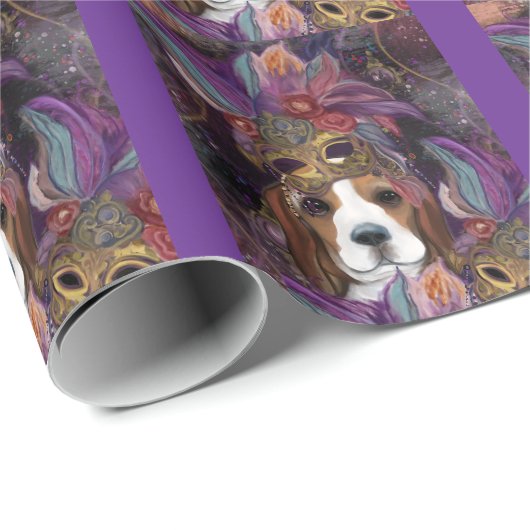 MARDI GRAS BEAGLE GESCHENKPAPIER (Rolleneckpunkt)