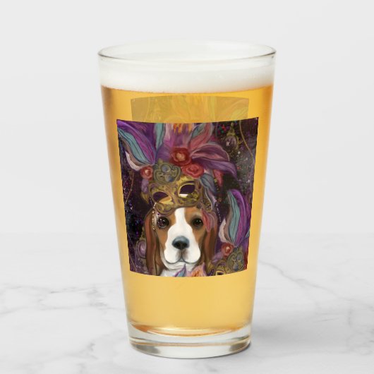 MARDI GRAS BEAGLE GLAS (Rückseite (gefüllt))