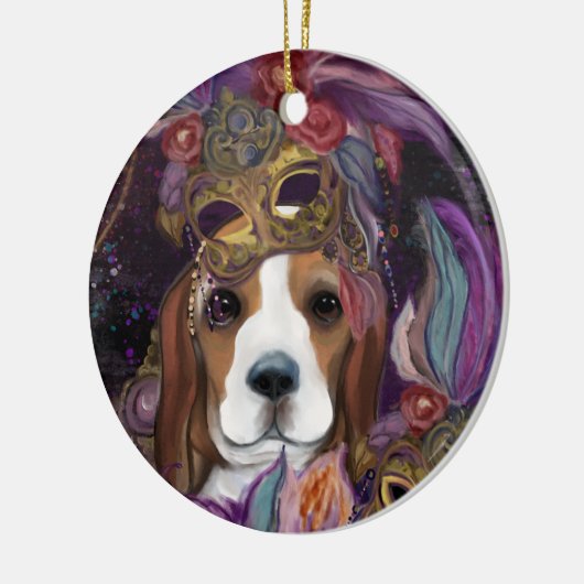 MARDI GRAS BEAGLE KERAMIK ORNAMENT (Links)