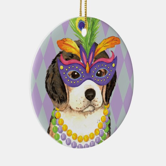 Mardi Gras Beagle Keramikornament (Rechts)
