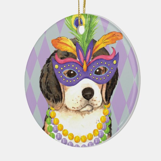 Mardi Gras Beagle Keramikornament (Links)