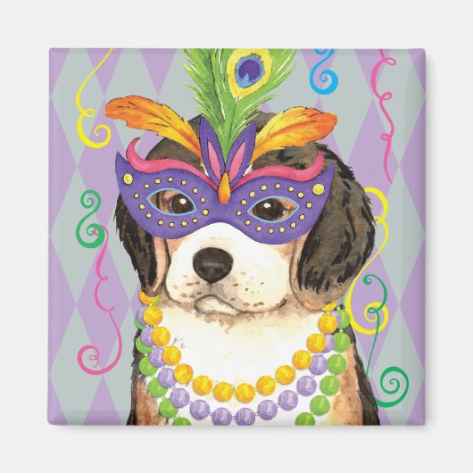 Mardi Gras Beagle Magnet (Vorne)