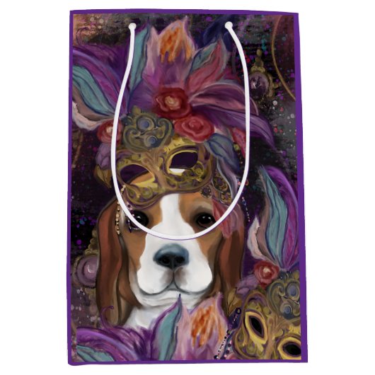 MARDI GRAS BEAGLE MITTLERE GESCHENKTÜTE (Vorderseite)