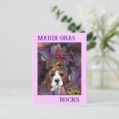 MARDI GRAS BEAGLE POSTKARTE (Stehend Vorderseite)