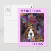 MARDI GRAS BEAGLE POSTKARTE (Vorne/Hinten)