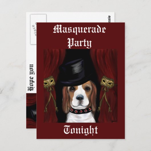 MARDI GRAS BEAGLE POSTKARTE (Vorne/Hinten)