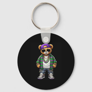 Mardi Gras Bear for Boys Men Hip Hop New Orleans B Schlüsselanhänger