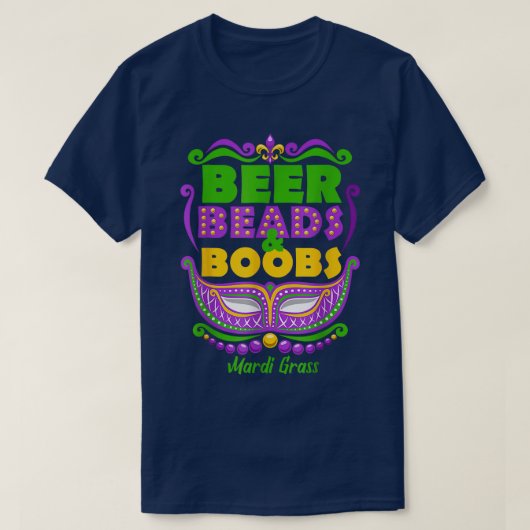 Mardi Gras Beer Beads Boobes Funny News Orleanes  T-Shirt (Design vorne)