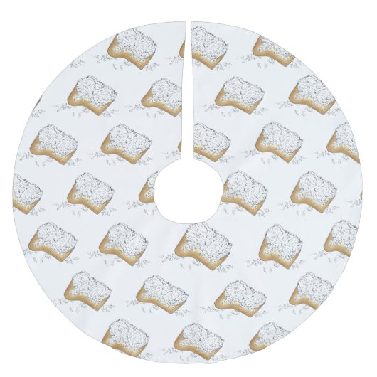 Mardi Gras Beignet Pastry New Orleans Louisiana Polyester Weihnachtsbaumdecke (Vorderseite)