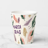 Mardi Gras bemaltes Feder-Muster Pappbecher (Vorderseite)