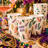 Mardi Gras bemaltes Feder-Muster Pappbecher