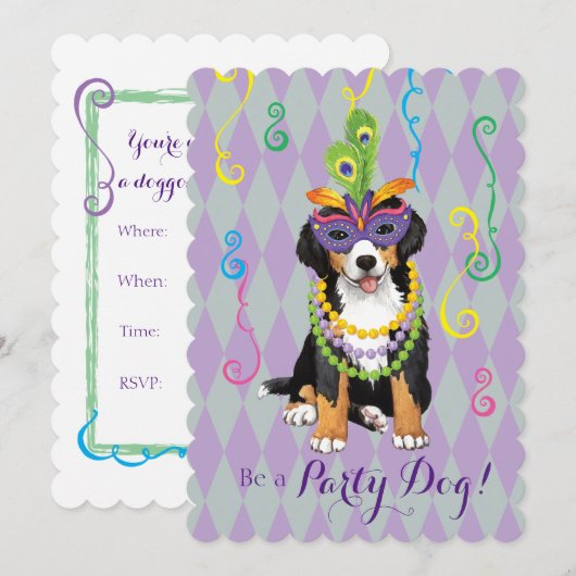 Mardi Gras Berner Einladung (Vorne/Hinten)