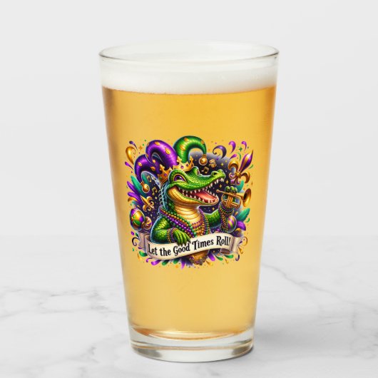 Mardi Gras Bier Glas (Vorne (Gefüllt))