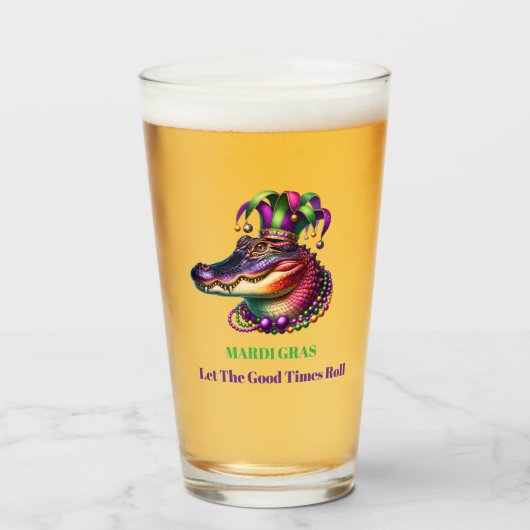 Mardi Gras Bier Glas (Vorne (Gefüllt))