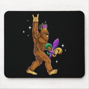 Mardi Gras Bigfoot Funny Kids Men Sasquatch Mardi Mousepad