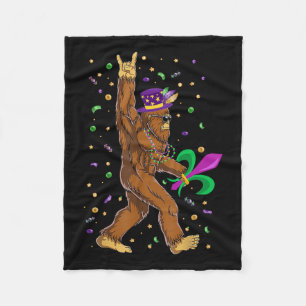 Mardi Gras Bigfoot Funny Sasquatch Mardi Gras Wome Fleecedecke